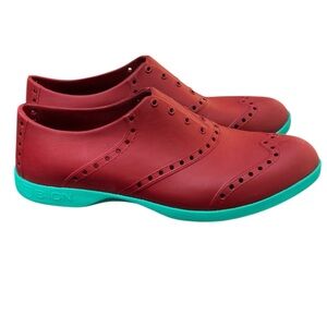 Biion Golf Shoes Size 10 - Red & Teal Wingtip Style